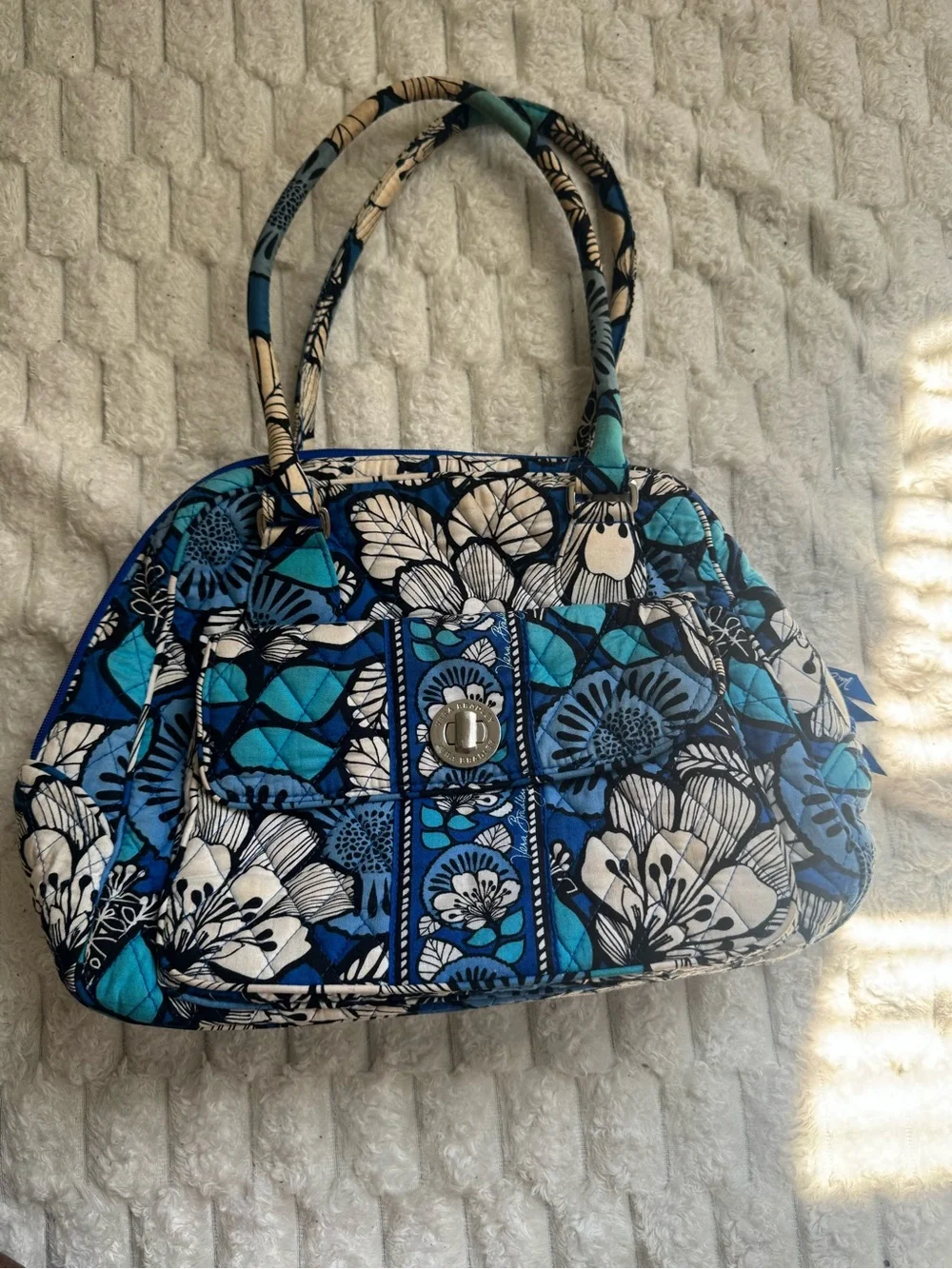 Vera Bradley Glenna Satchel Blue Bayou Quilted Cotton Handbag Retired Pattern